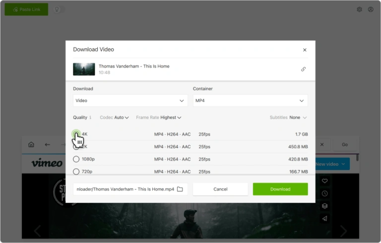 如何下载私人 Vimeo 视频