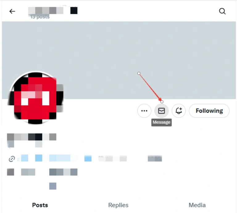 X用户主页发送私信