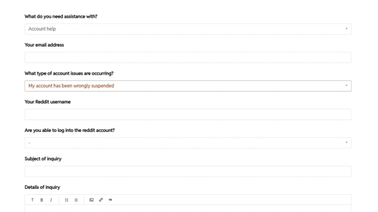 填写reddit申诉信息