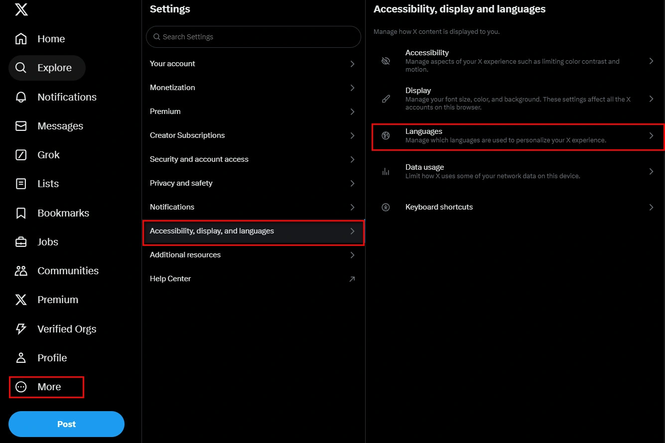 如何将 X 平台设置为中文